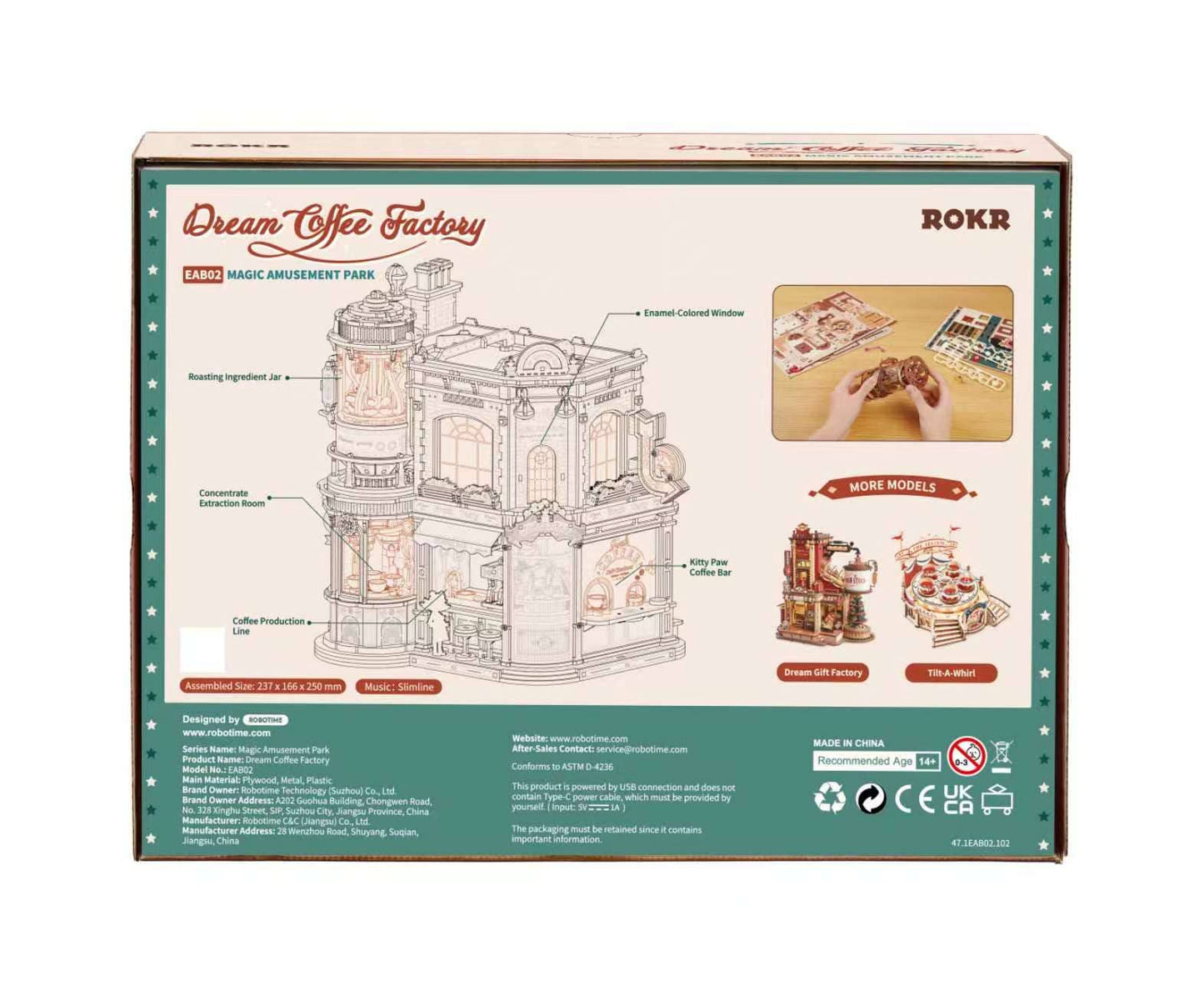 ROKR Dream Coffee Factory Mechanical Music Box DIY Kit