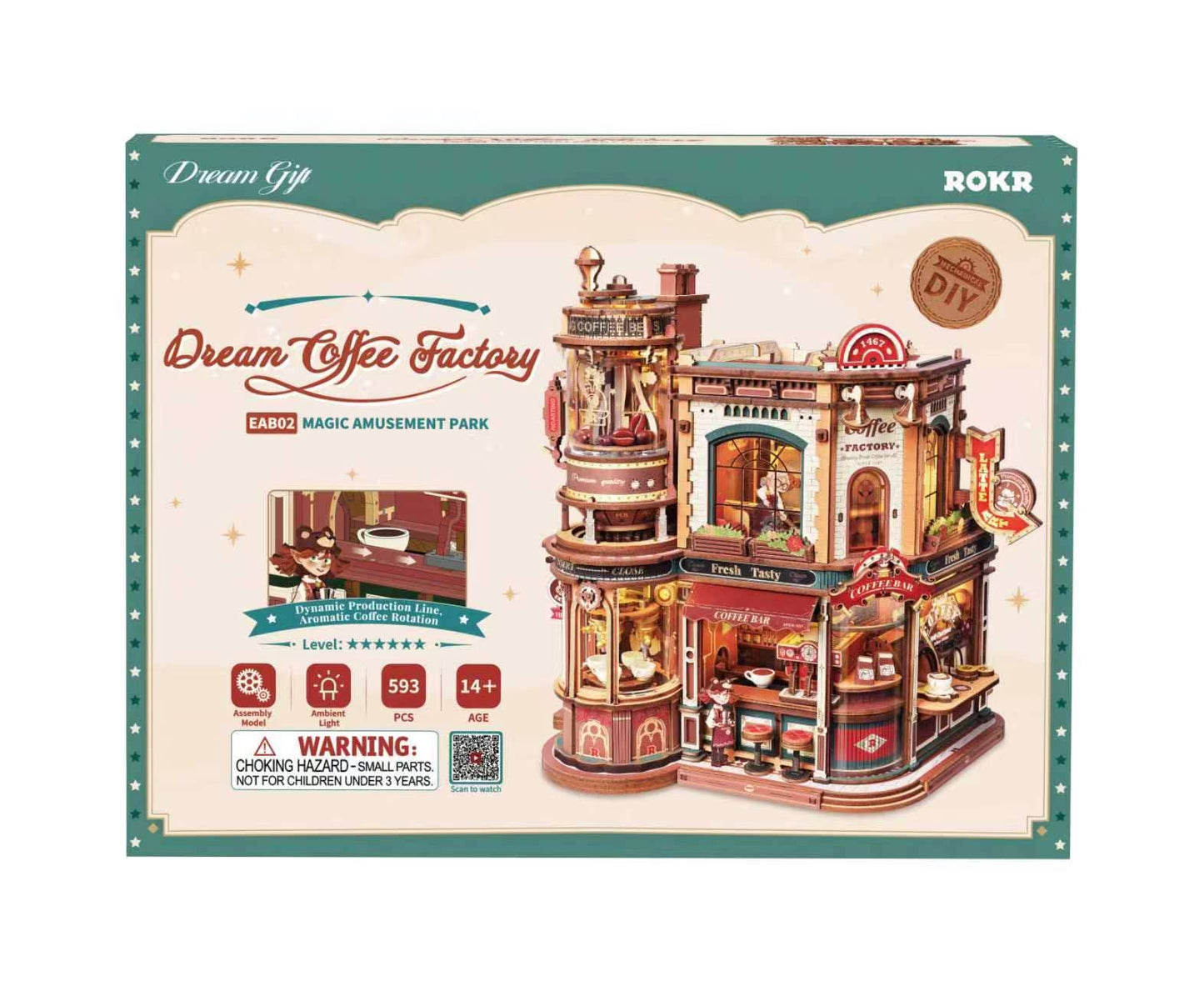 ROKR Dream Coffee Factory Mechanical Music Box DIY Kit